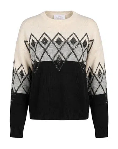 Kaos Woman Sweater Black Size Xl Acrylic, Viscose, Wool, Alpaca Wool In Multi