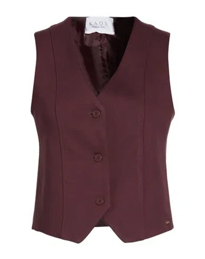 Kaos Woman Tailored Vest Burgundy Size 4 Viscose, Polyamide, Elastane In Red