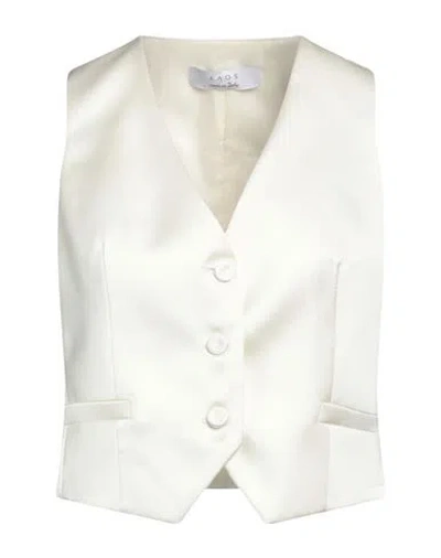 Kaos Woman Tailored Vest Cream Size 6 Polyester, Elastane In White