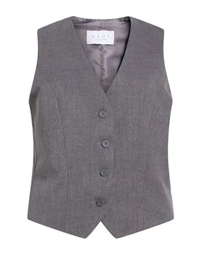 Kaos Woman Tailored Vest Grey Size 10 Polyester, Viscose, Elastane In Gray