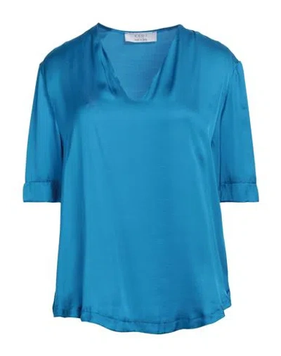 Kaos Woman Top Azure Size 10 Viscose In Blue