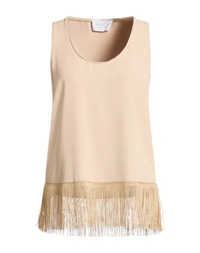 Kaos Woman Top Beige Size 10 Polyester, Elastane, Polyamide, Acetate In Brown