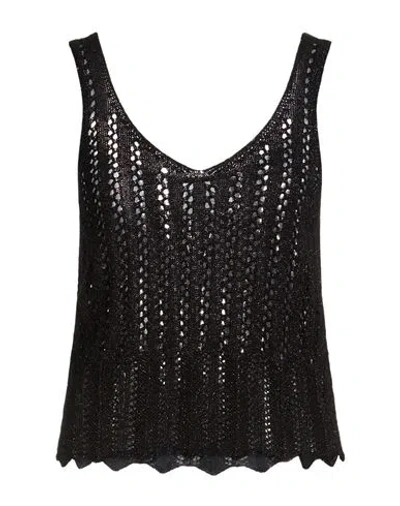 Kaos Woman Top Black Size M Viscose, Metallic Fiber