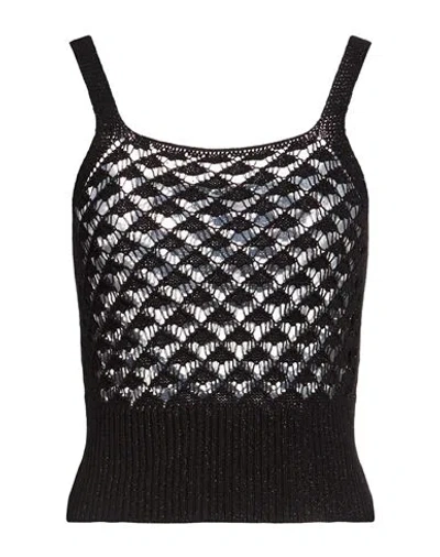 Kaos Woman Top Black Size S Cotton, Polyamide, Metallic Fiber