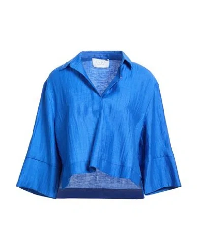 Kaos Woman Top Blue Size 10 Linen, Polyester