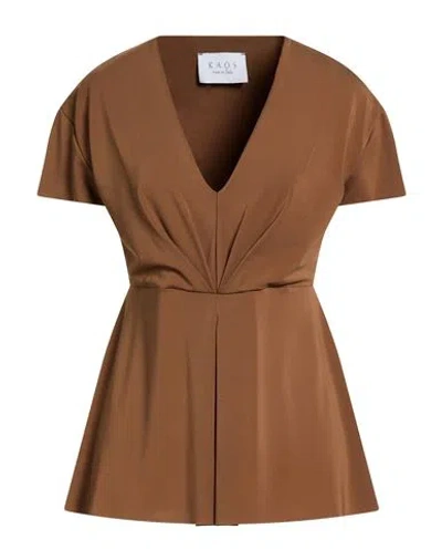 Kaos Woman Top Brown Size 10 Acetate, Polyamide, Elastane
