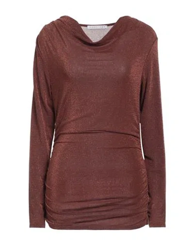 Kaos Woman Top Brown Size M Viscose, Polyester, Nylon, Elastane In Brown