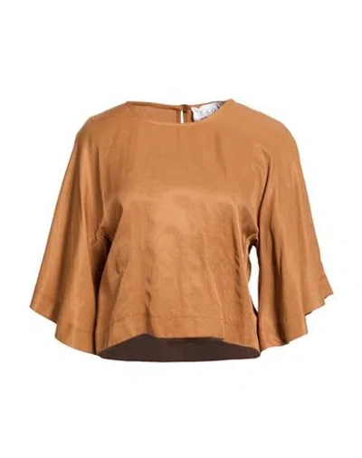 Kaos Woman Top Camel Size 10 Viscose, Linen In Orange