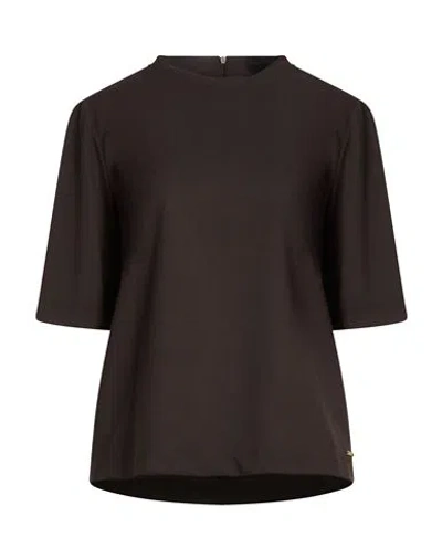 Kaos Woman Top Dark Brown Size 10 Polyester, Viscose, Elastane