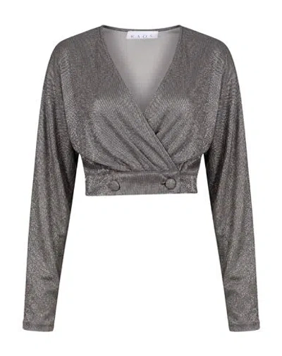 Kaos Woman Top Grey Size 8 Polyester, Viscose, Metallic Polyester, Polyamide, Elastane In Gray