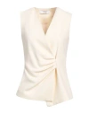 Kaos Woman Top Ivory Size 6 Polyester, Elastane In White