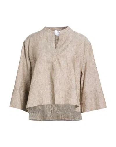 Kaos Woman Top Khaki Size 8 Linen In Multi