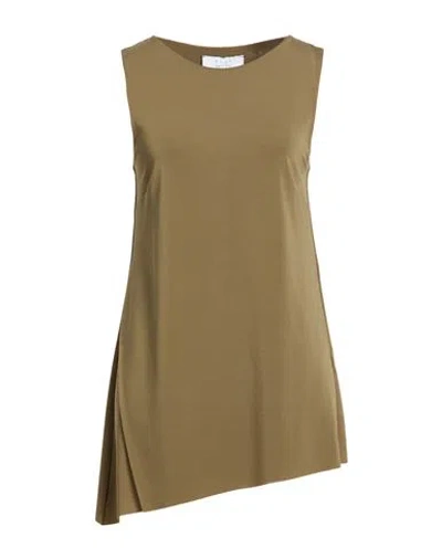Kaos Woman Top Military Green Size 6 Acetate, Nylon, Elastane In Animal Print