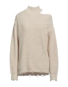 Kaos Woman Turtleneck Beige Size S Acrylic, Polyester