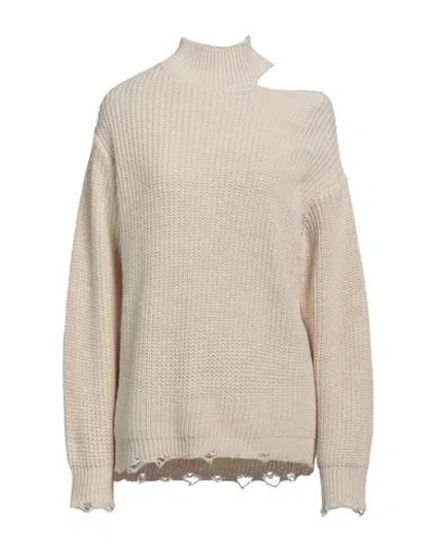Kaos Woman Turtleneck Beige Size S Acrylic, Polyester