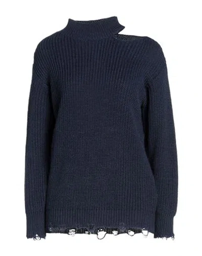 Kaos Woman Turtleneck Navy Size M Acrylic, Polyester In Navy Blue
