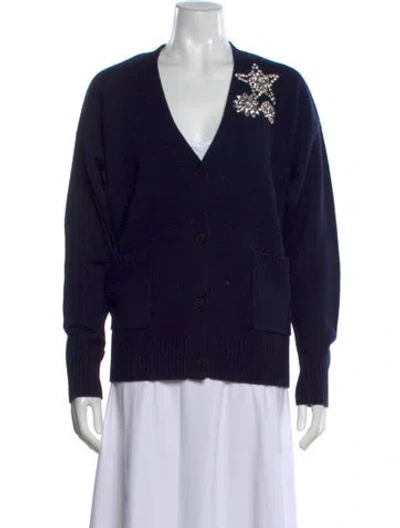 Pre-owned Kaos Wool V-neck Sweater W/ Tags In Blue