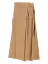 Kaos Wrap-around Pocketed A-line Skirt In Brown
