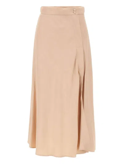 Kaos Wrap Buttoned Straight Skirt In Neutral