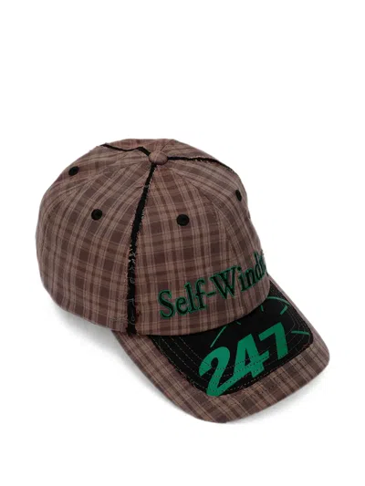 Kap Company Tabloid Check-print Baseball Cap In Multi
