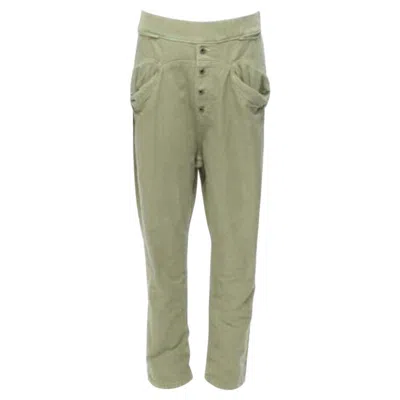 Pre-owned Kapital 100% Washed Cotton Green Distressed Buttons Elasticated Waist Pant Jp3 L