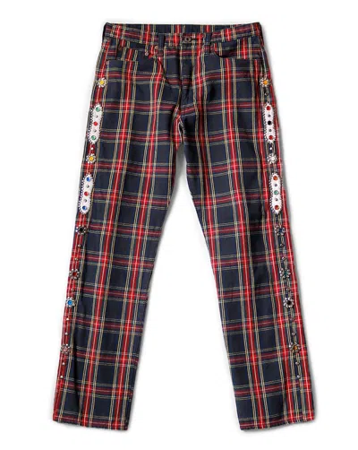 Pre-owned Kapital 11 oz Tartan Checkered Studded Remake Pants In Red