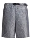 Kapital 12oz Metallic-effect Bermuda Shorts In Silver