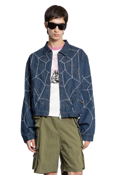 Kapital Thunderbird Embroidered Denim Blouson Jacket In Blue