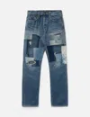 Kapital Monkey Cisco Straight-leg Distressed Patchwork Jeans In Blue