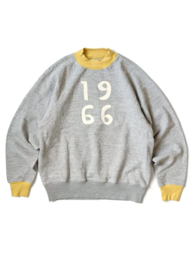Pre-owned Kapital 2-tone Fleece Raglan Mock Neck 1966 Sweatshirt In Grey