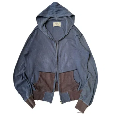 Pre-owned Kapital 2 Tones French Terry Zip Up Hoodie In Blue