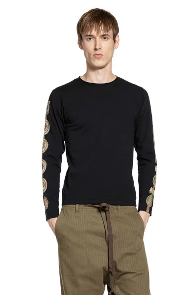 Kapital 20/- Jersey Crew-long Tee (concho Belt Sleeves) In Black