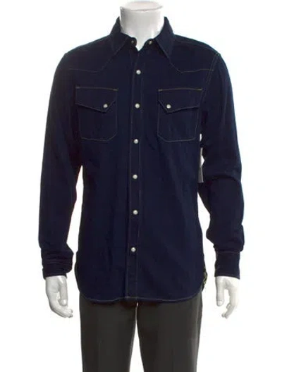 Pre-owned Kapital 2016 8oz. Western Shirt In Blue