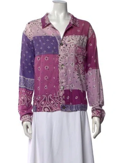 Pre-owned Kapital 2019 Paisley Patchwork Button-up Top In Purple