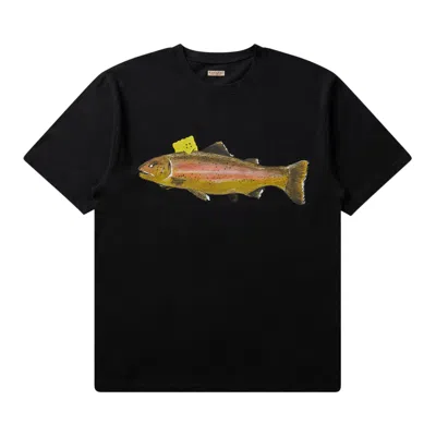Pre-owned Kapital 20/-jersey One Trout Peckish Rainbowy Crew Tee 'black' | Men's Size Xl