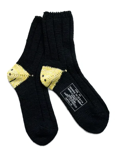Pre-owned Kapital 56 Ma-1 Rainbowy Happy Heel Socks In Black