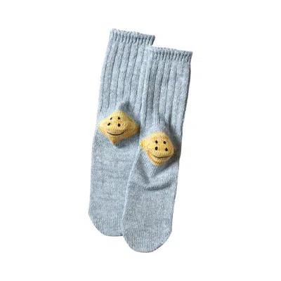 Pre-owned Kapital 56 Yarns 3x1 Rib Rainbowy Happy Heel Socks 'sax' | Blue | Men's Size Onesize