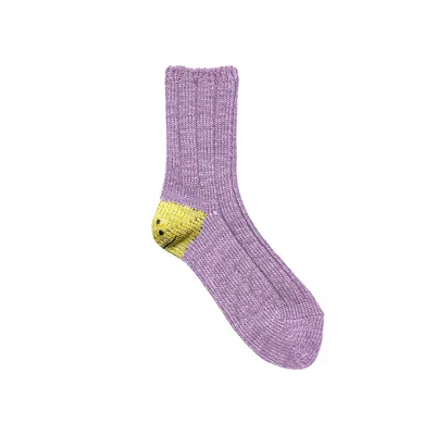 Pre-owned Kapital 56 Yarns Rib Rainbow Happy Heel Socks 'purple' | Men's Size Onesize