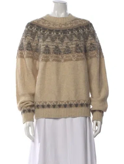Pre-owned Kapital 5g Fair Isles Smiley Wool Sweater In Neutral