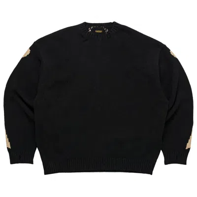 Pre-owned Kapital 5g Wool Bone Crew Sweater 'black' | Men's Size 3