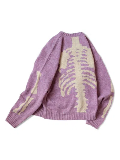 Pre-owned Kapital 5g Wool Bone Crew Sweater In Light Purple