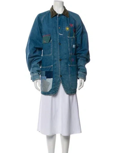 Pre-owned Kapital 66 Hippie Ramke Denim Printed Denim Jacket In Blue