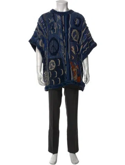 Pre-owned Kapital 7 Gauge Boro Gaudy Crew Neck Pullover In Blue