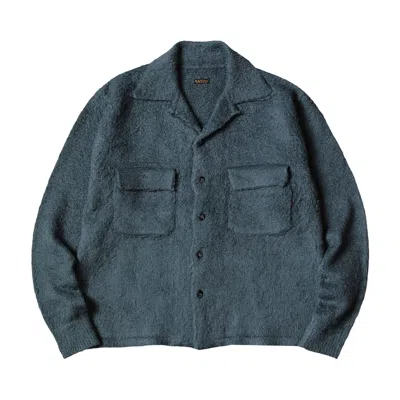 Pre-owned Kapital 7g Shaggy Knit Board Shirt 'blue/grey' | Men's Size 3