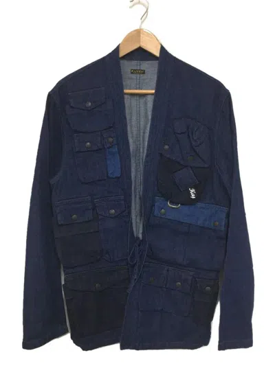 Pre-owned Kapital 8oz Denim Fishing Kimono Shirt Jacket In Blue