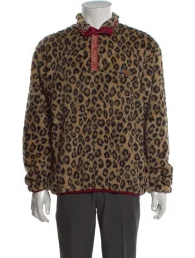 Pre-owned Kapital Animal Print Mock Neck Sweatshirt In Neutrals