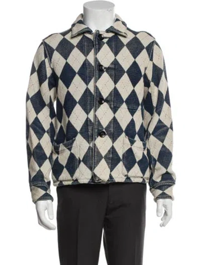 Pre-owned Kapital Argyle Plaid Print Denim Jacket In Blue