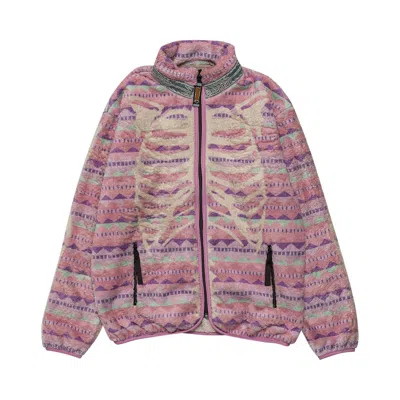 Pre-owned Kapital Ashland Bone Stripe Fleece Jacket 'pink' | Men's Size 2