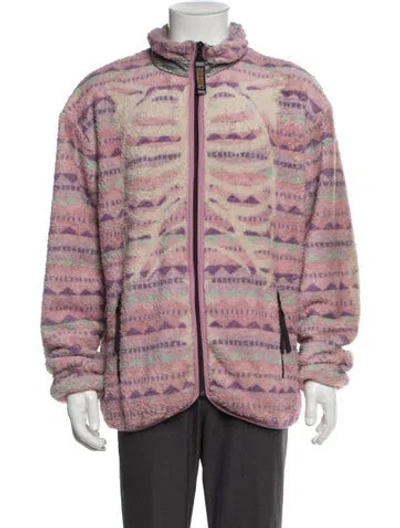 Pre-owned Kapital Ashland Stripe & Bone Printed Puffer Coat In Purple