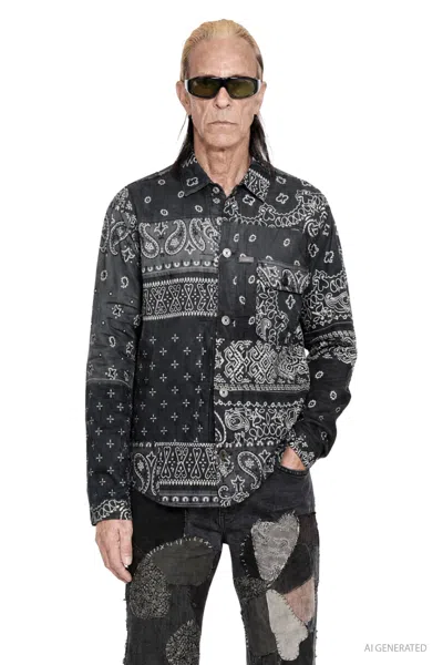 Kapital Bandana-print Patchwork Cotton Overshirt In Blue